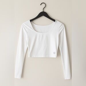 HURLEY White Long Sleeve Crop Top with Twist Back Detail - Size S